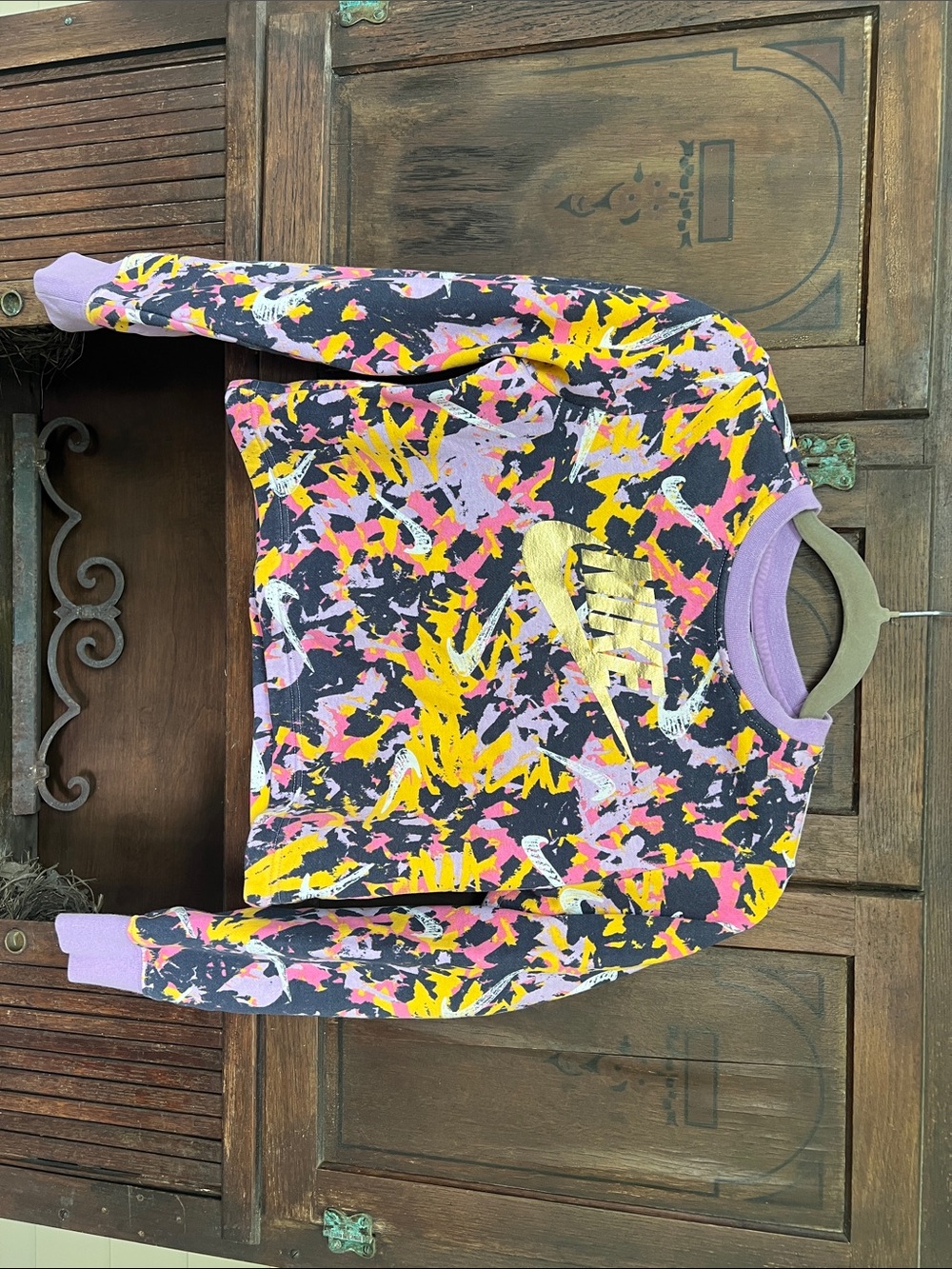 Nike Multicolor Splatter Crewneck Sweatshirt with Purple Trim